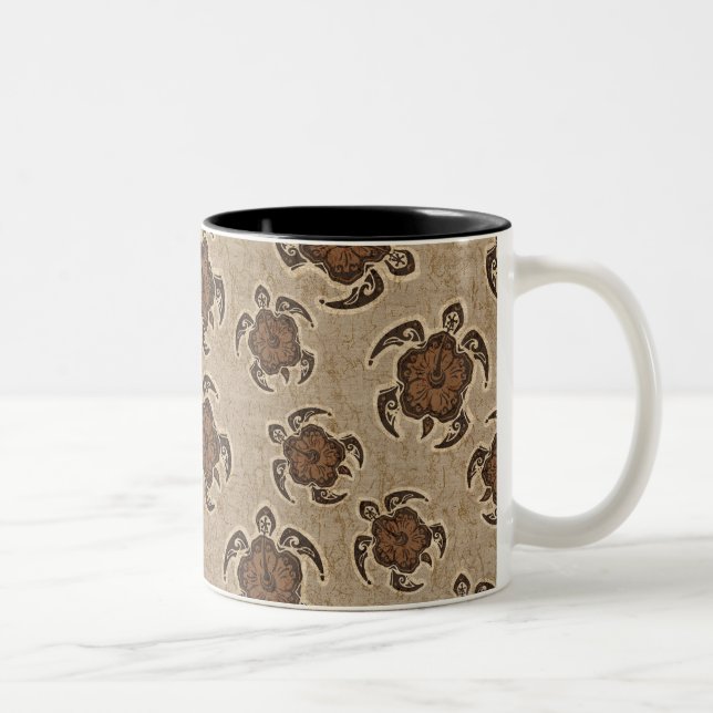 Uhane Honu Hibiskus Batik Hawaiian Turtle Zweifarbige Tasse (Rechts)