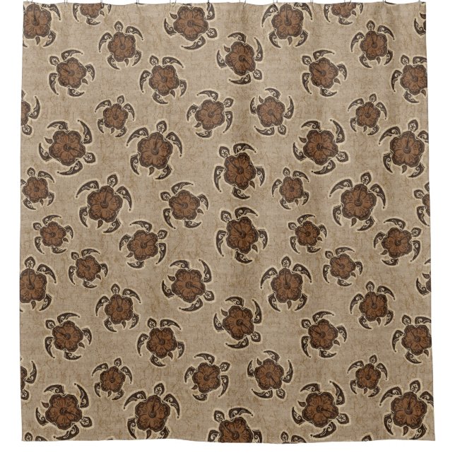 Uhane Honu Hibiskus-Batik-Hawaiianer-Schildkröte Duschvorhang (Vorderseite)