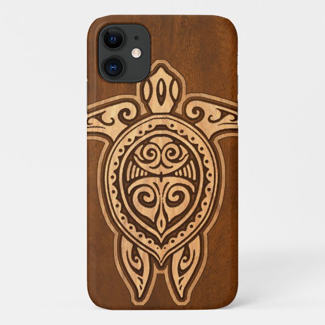 Uhane Honu Imitats Wood Hawaiian Turtle Case-Mate iPhone Hülle (Rückseite)