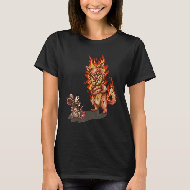 Uhh Woof Cat and Mouse Dog T-Shirt (Vorderseite)