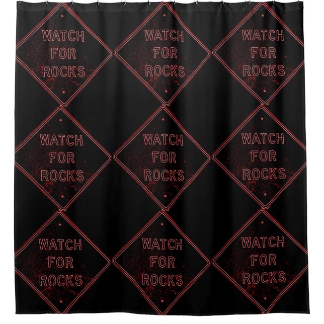 Uhr auf rosa/schwarzes Zeichen Duschvorhang (Vorderseite)