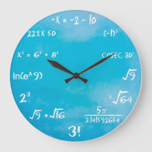 Uhr - blaue Mathe-Wanduhr