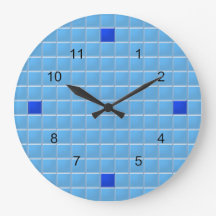 Uhr - Blaues Quadrat-Mosaik