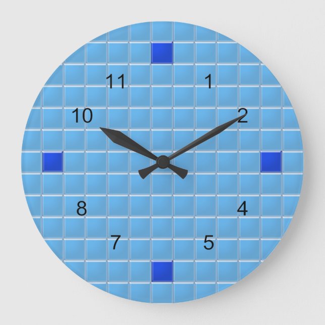Uhr - Blaues Quadrat-Mosaik (Vorderseite)