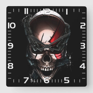 Uhr der Wand dark „Totenkopf mit Strom "