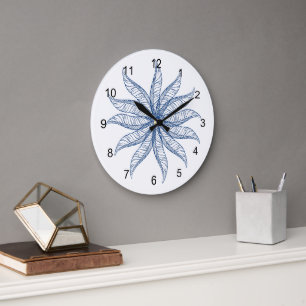 Uhr - Federblüte in Blau
