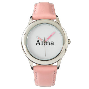 Uhr für Kinder mit Edelstahl und rosa Lederarmband