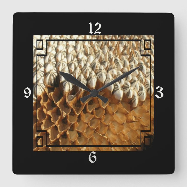 Uhr - getrocknete Sonnenblume im Rahmen (Vorderseite)