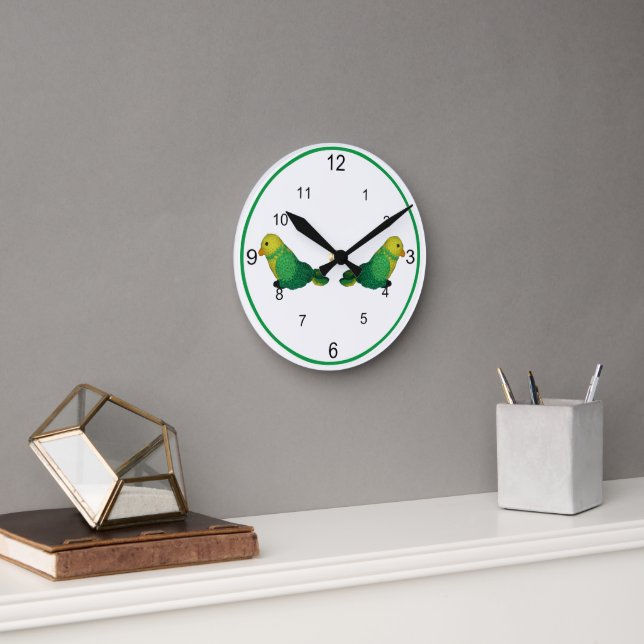 Uhr - Grüne und gelbe Vögel (Büro)