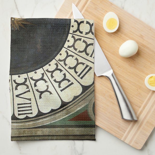 Uhr im Duomo von Paolo Uccello Geschirrtuch (Viertel Falte)