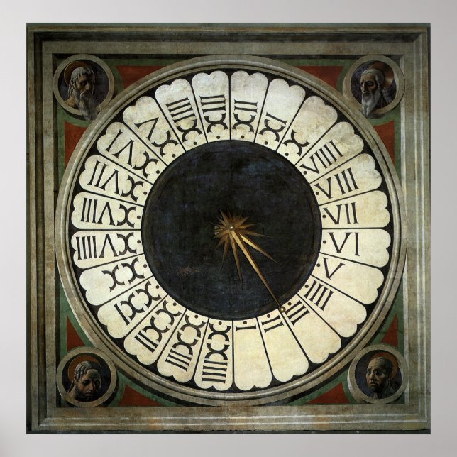 Uhr im Duomo von Paolo Uccello Poster (Vorne)