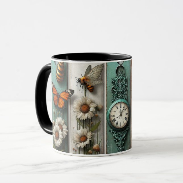 Uhr im Vintage-Stil Tasse (Vorderseite Links)