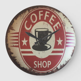 Uhr mit Coffeeshop-Zeichen mit roter, schwarzer Sc