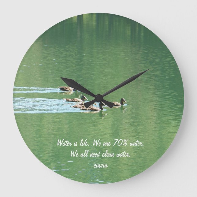 Uhr mit Enten schwimmen im See (Vorderseite)