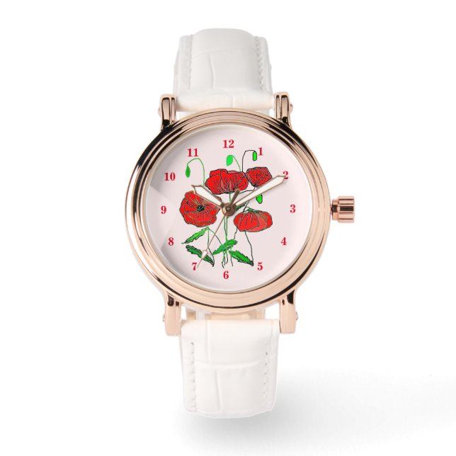 Uhr mit Mohnblumen (Vorderseite)