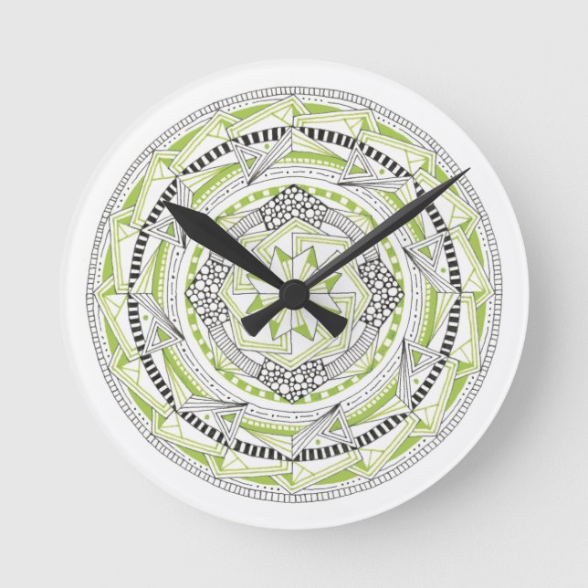 Uhr mit Original Mandala Inspiriert Design Green (Vorderseite)