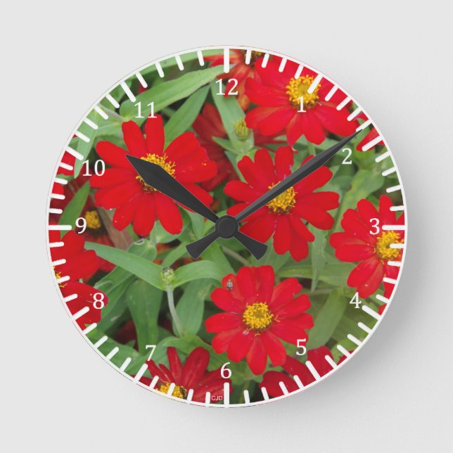 Uhr mit roten und gelben Blumen (Vorderseite)
