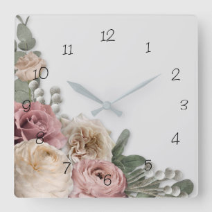 Uhr mit #'s Vintage-Blumen