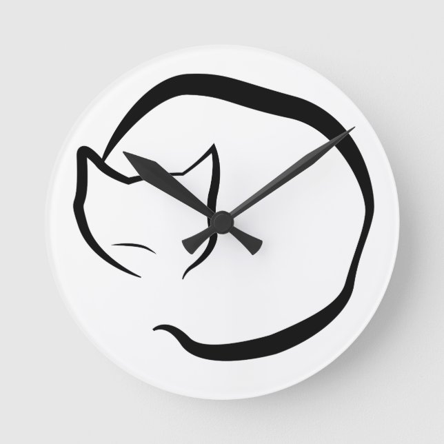 Uhr mit schlafender Katze in vier Reihen (Vorderseite)