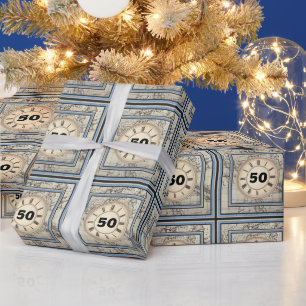 UHR MIT SEGELKARTE FÜR JEDE ALTERSSTUFE GESCHENKPAPIER