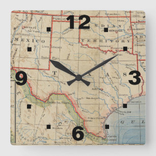 Uhr mit Texas Vintage-Karte 1888 - Stil wählen