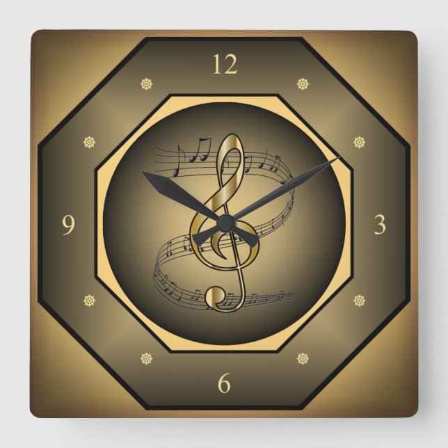 Uhr ~ Musikalische Scroll ~ G Clef ~ Octagon ~ (Vorderseite)