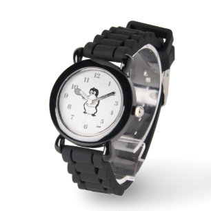 Uhr: Pinguin Tennisspieler Armbanduhr