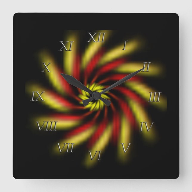 Uhr - Pinwheel auf schwarz (Vorderseite)