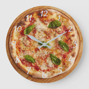 Uhr, Pizza, rund Große Wanduhr