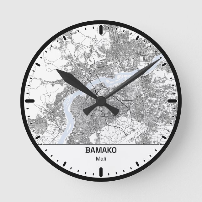 Uhr Runde Bamako Clock City Line Art (Vorderseite)
