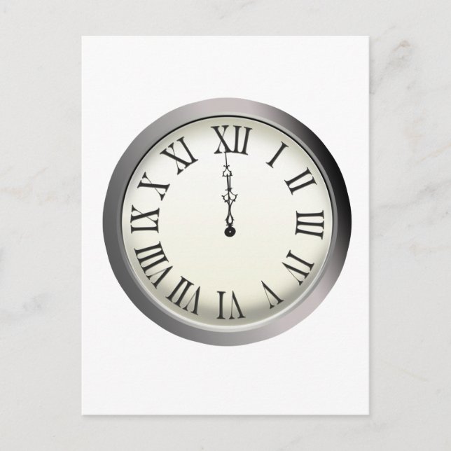 Uhr schlägt Mitternacht in Silvester Feiertagspostkarte (Vorderseite)