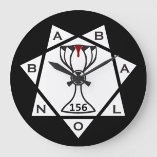 Uhr, Star des Babalon-Logos, Schwarzer Hintergrund Große Wanduhr