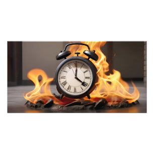Uhr steht in Flammen, keine Zeit Fotodruck