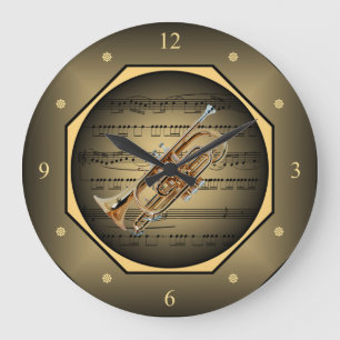 Uhr-Tagon ~ Cornet ~ Sheet Music ~ Unique ~ Große Wanduhr