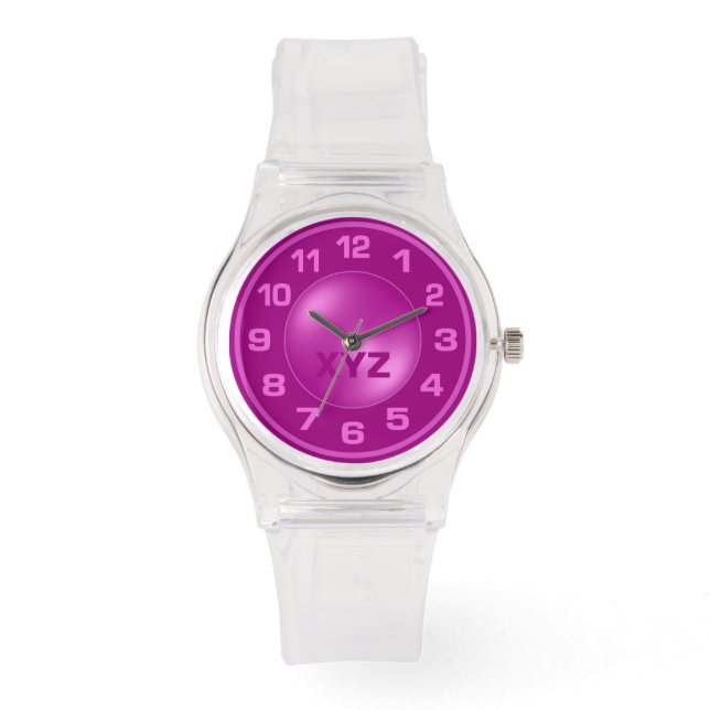 Uhren mit rosa benutzerdefinierten Initialen (Vorderseite)