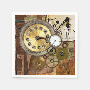 Uhren rostige alte Steampunk Kunst Serviette