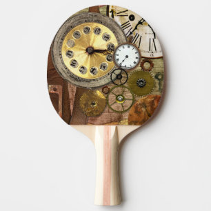 Uhren Rostige alte Steampunk-Kunst Tischtennis Schläger