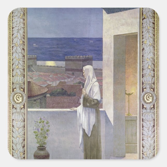 Uhren St. Genevieve über der Schlafenstadt Quadratischer Aufkleber (Vorderseite)