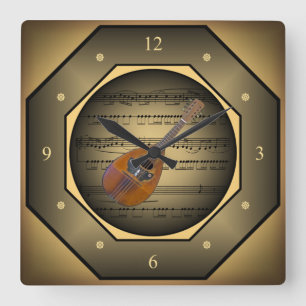 Uhren-Tagon ~ Mandolin~ Sheet Music ~ Toskana ~  Quadratische Wanduhr