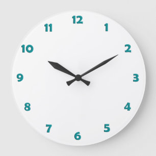 Uhrenspitzennummern - Ozeangrün Große Wanduhr