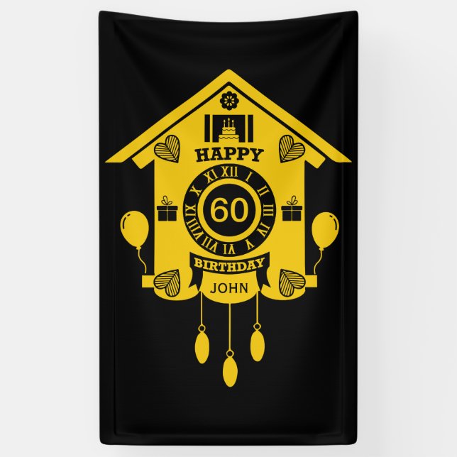 Uhrenzeit zum Geburtstag glücklich Banner (Vertikal)
