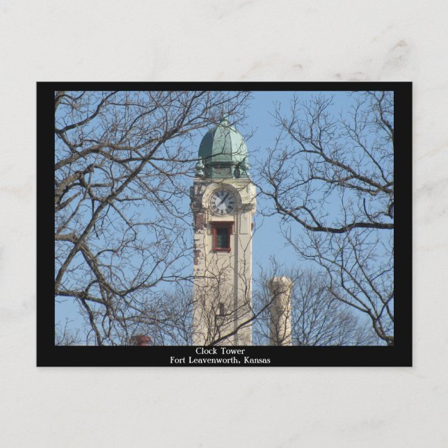 Uhrturm Fort Leavenworth, Kansas Postkarte (Vorderseite)