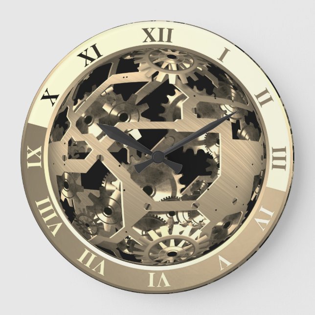 Uhrwerk 6 Wandleuchten Große Wanduhr (Vorderseite)