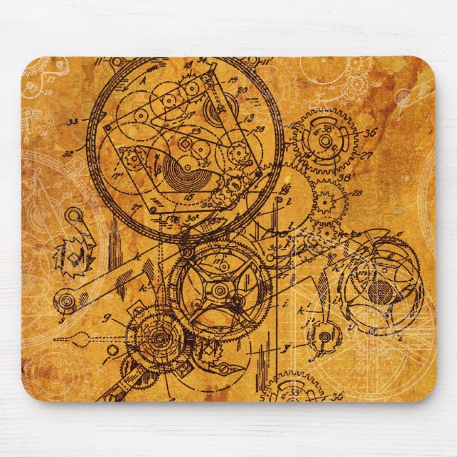 Uhrwerk-Collage Mousepad (Vorne)