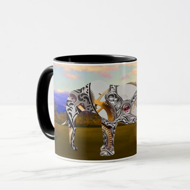 Uhrwerk-Elefant Tasse (Vorderseite Links)