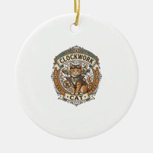 Uhrwerk Katze Steampunk Vintage Vektor Kunst Shi Keramik Ornament
