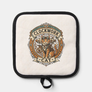 Uhrwerk Katze Steampunk Vintage Vektor Kunst Shi Topflappen