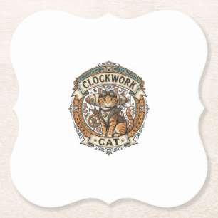 Uhrwerk Katze Steampunk Vintage Vektor Kunst Shi Untersetzer