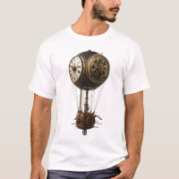 "Uhrwerk-Luftschiff" Steampunk-Grafik-T-Shirt – Vi
