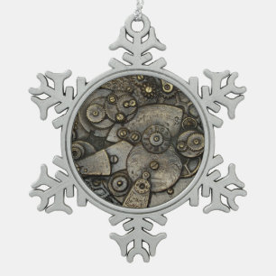 Uhrwerk-Mechanismus im Vintage-Stil Schneeflocken Zinn-Ornament